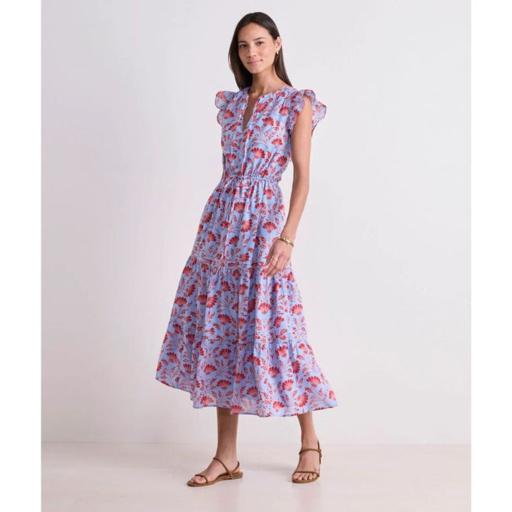 Vineyard Vines Abigail Floral Tie Waist Cotton Voile Dress XXL